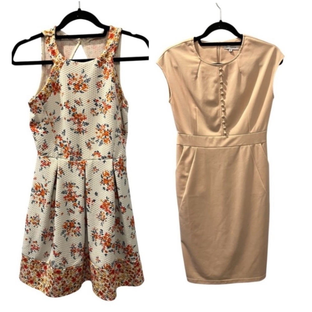 MISSLOOK Rewind Floral and Beige Mini Dress Set Of 2 Size 4